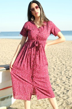 Sıklamen Viskon Elbise