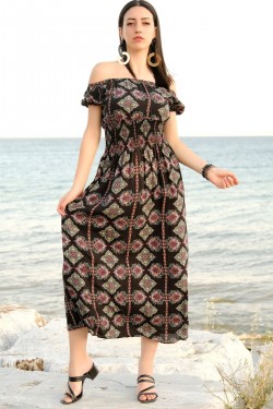 Siyah Karpuz Kol Elbise