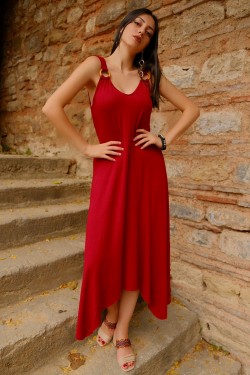 Bordo Halkalı Elbise