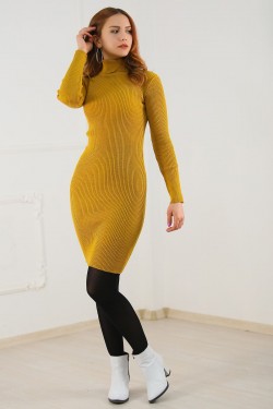 Balıkçı Hardal Triko Elbise