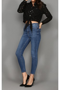 Yüksek Bel Mavi Skinny Jean