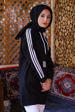 Siyah Kanguru Cepli Tunik
